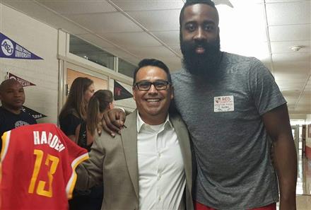 Point Guard/Shooting Guard James Harden visits our campus on October 8, 2015.